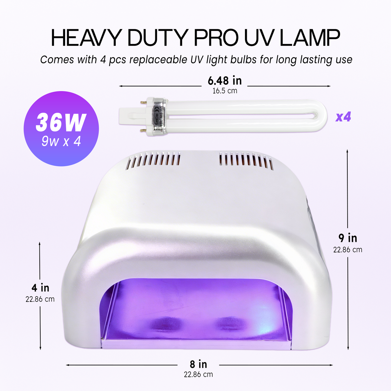 Silver 36W Nail Curing UV Gel Tunnel Lamp Dryer