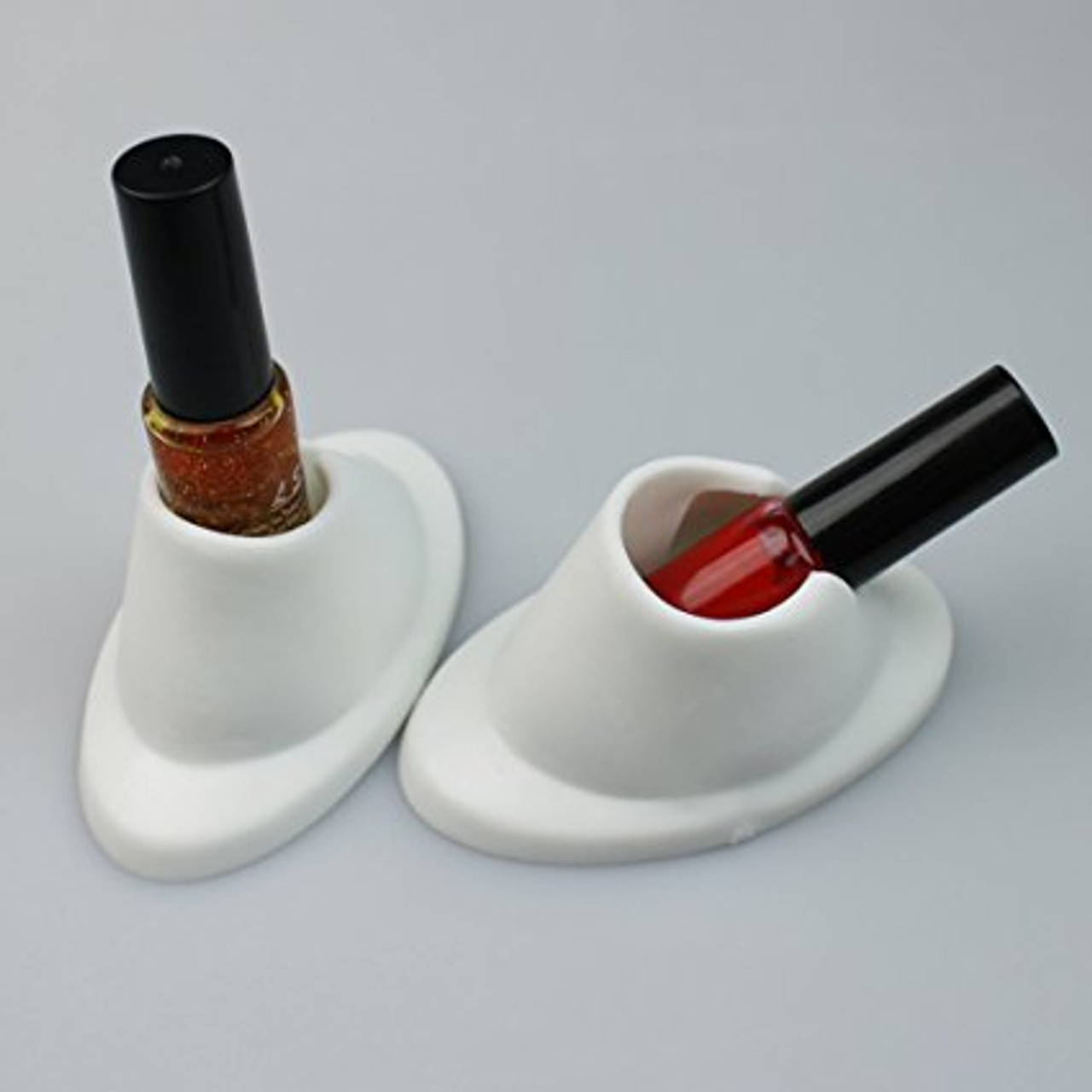 2 Piece White Oval Shaped Non-slip Tight-grip Nail Polish Holder