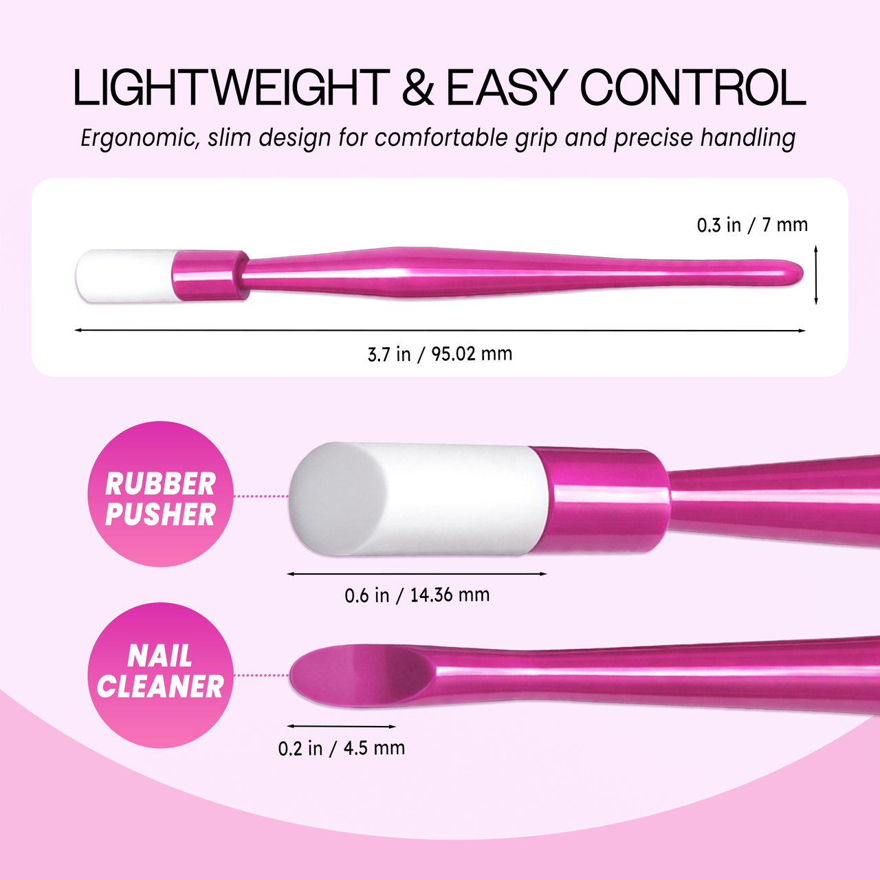 Disposable Cuticle Pusher with Rubber Tip 
