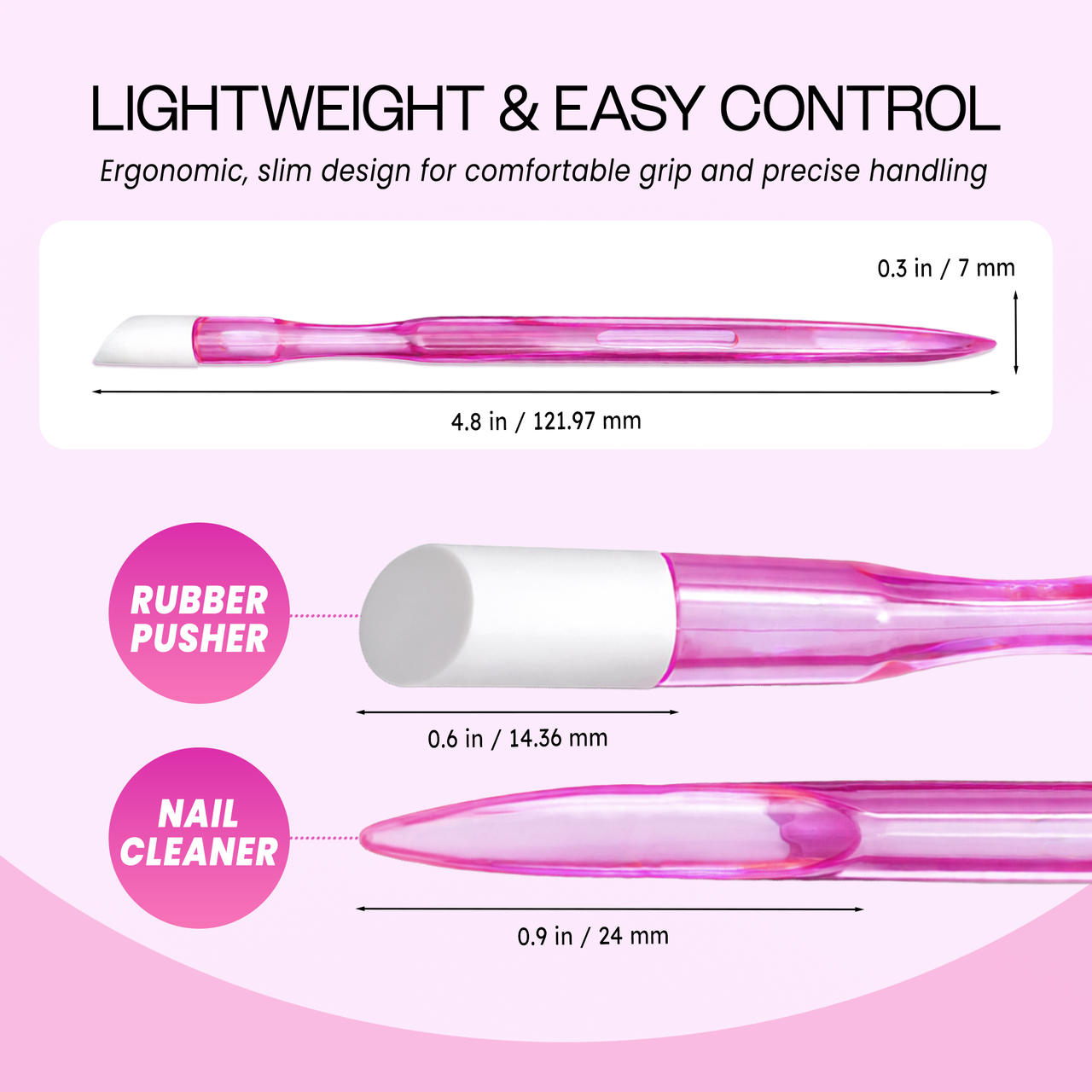 Disposable Cuticle Pusher with Rubber Tip 