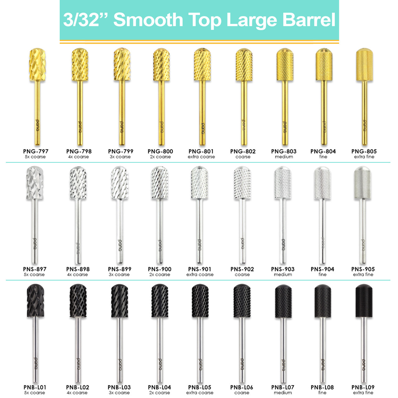 3/32" Smooth Top Large Barrel DLC Black Carbide Bit (XF - 5XC)