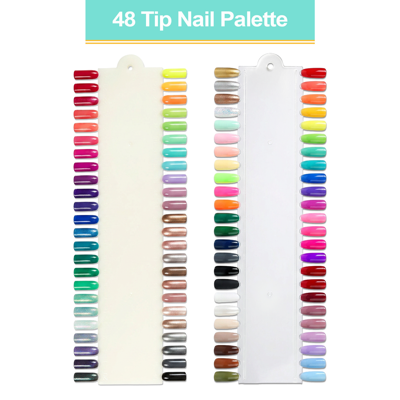 48 Tip Clear Color Nail Art Display Palette Card