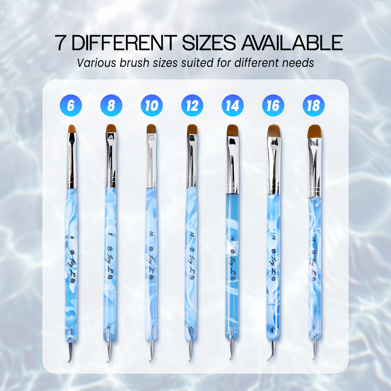 IvyL 2-Way Kolinsky Brush & Angled Dotting Tool with Blue Marble Clear Acrylic Handle
