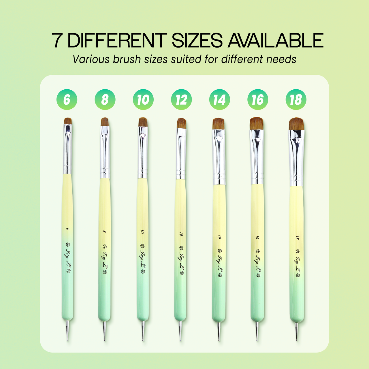 IvyL 2-Way Kolinsky Brush & Dotting Tool with Yellow and Green Ombre Wooden Handle