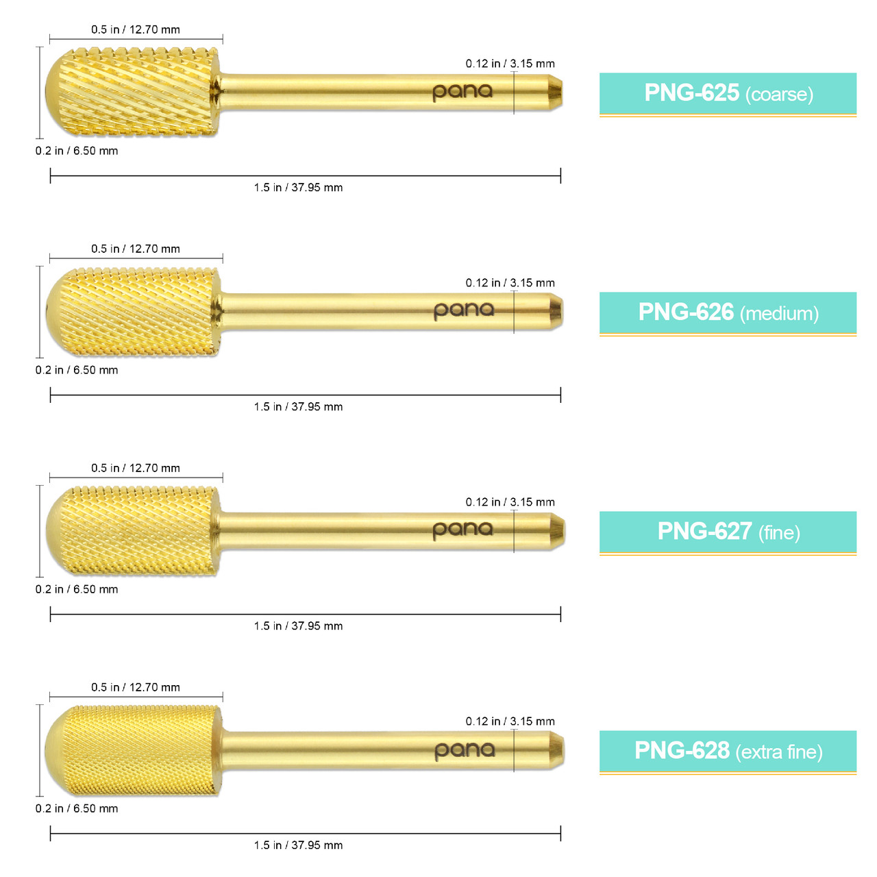 Smooth Top Large Barrel Gold 1/8" Carbide Bit (XF - 4XC)