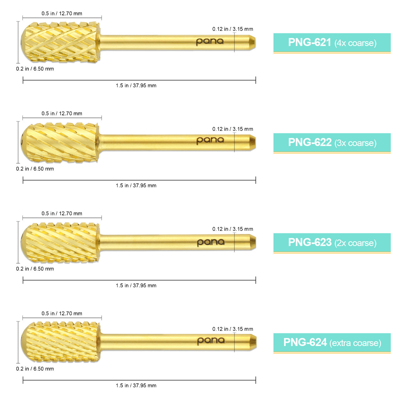 Smooth Top Large Barrel Gold 1/8" Carbide Bit (XF - 4XC)