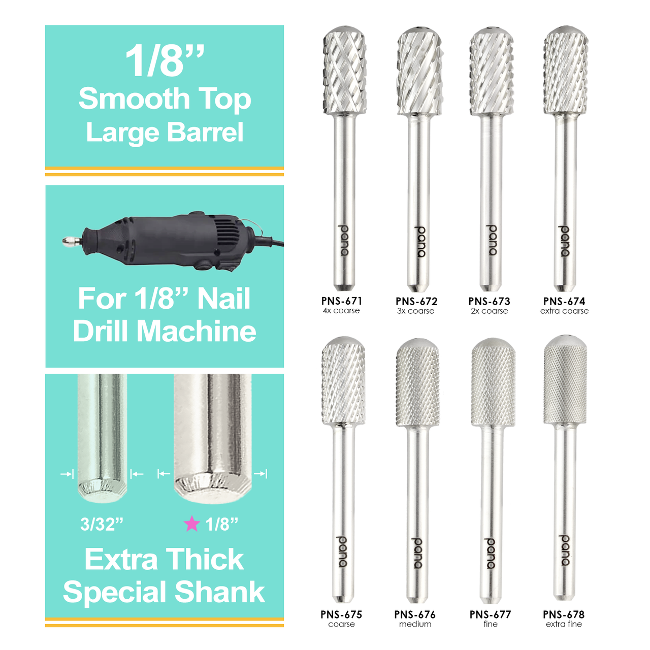 Smooth Top Large Barrel 1/8" Silver Carbide Bit (XF - 4XC)