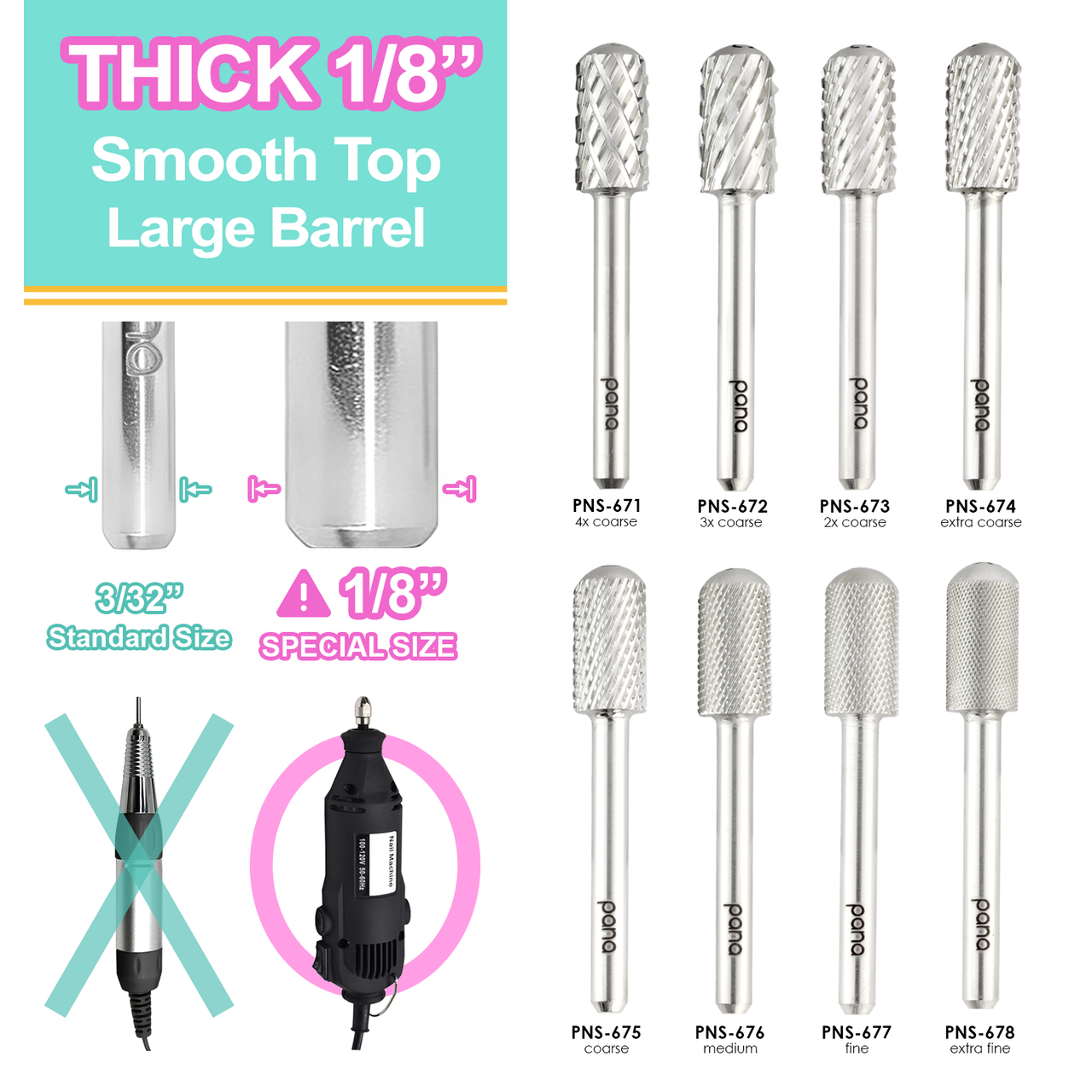 Smooth Top Large Barrel 1/8" Silver Carbide Bit (XF - 4XC)