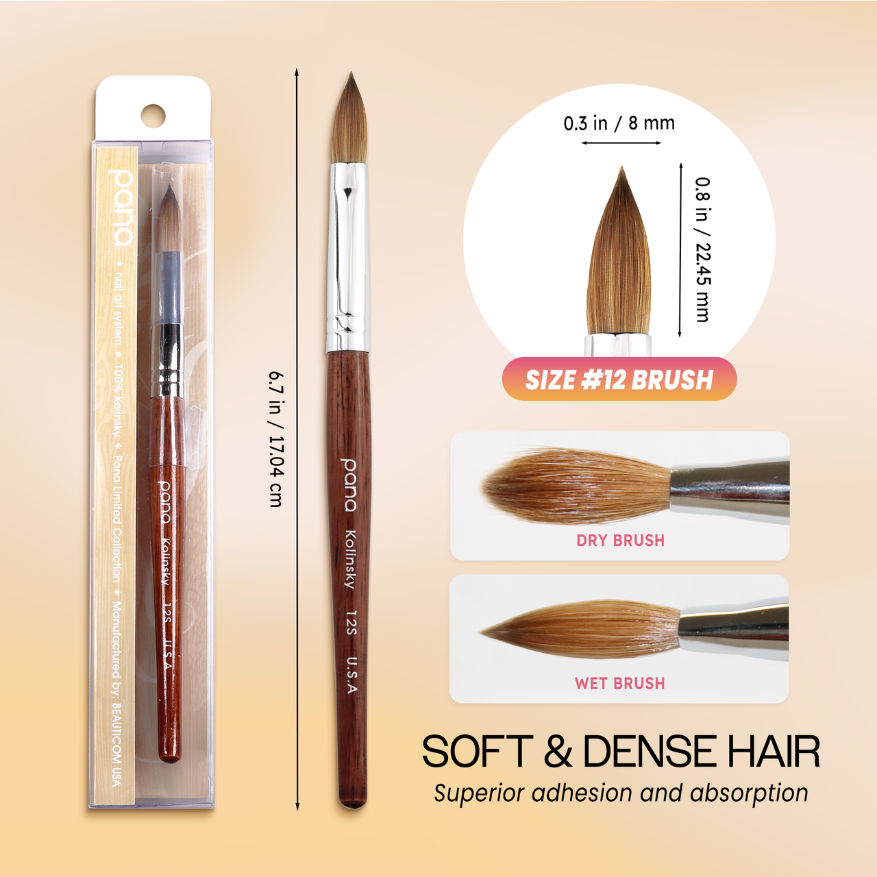 Oval Crimped Mahogany Wood Kolinsky Brush with Silver Ferrule