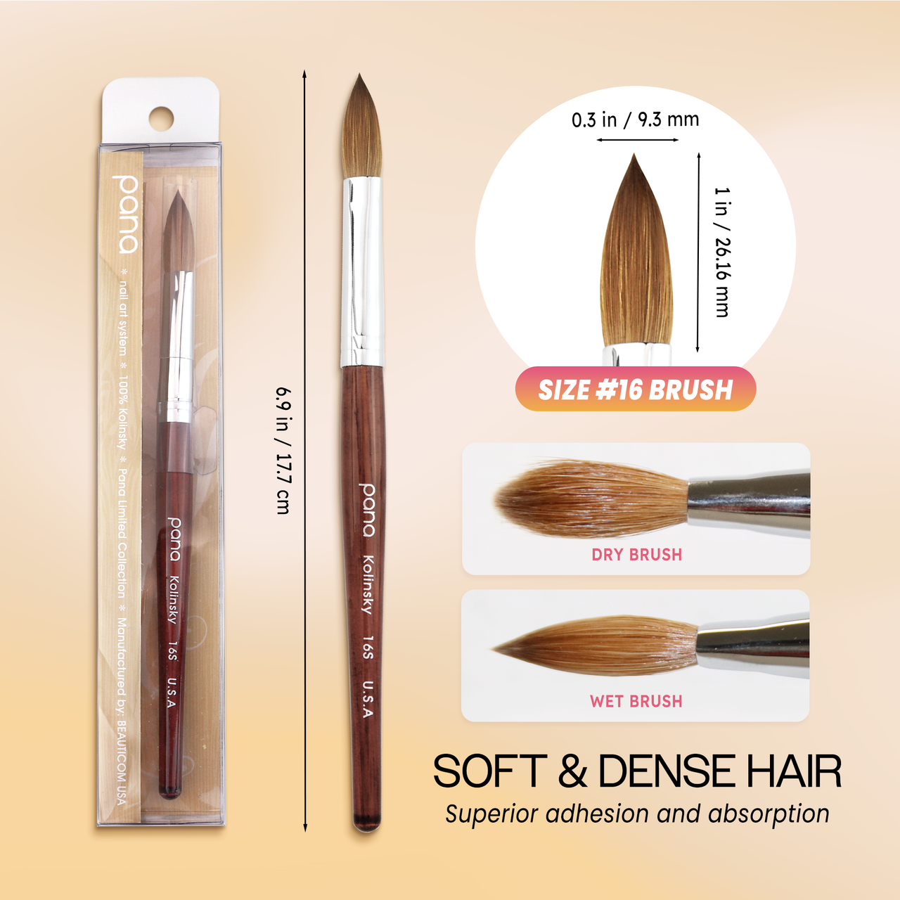 Oval Crimped Mahogany Wood Kolinsky Brush with Silver Ferrule