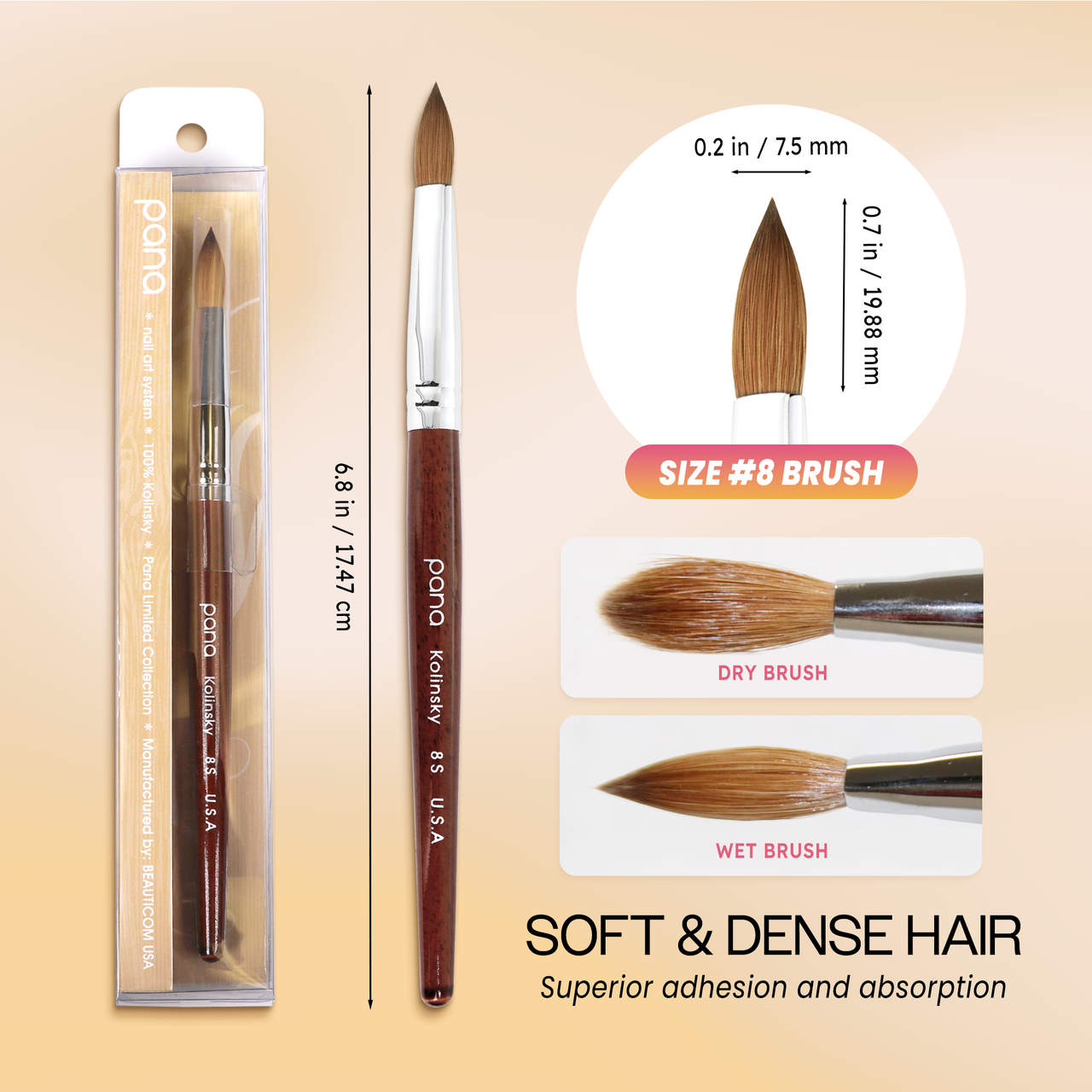 Oval Crimped Mahogany Wood Kolinsky Brush with Silver Ferrule