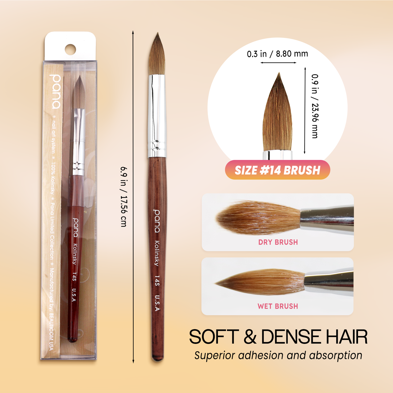 Oval Crimped Mahogany Wood Kolinsky Brush with Silver Ferrule