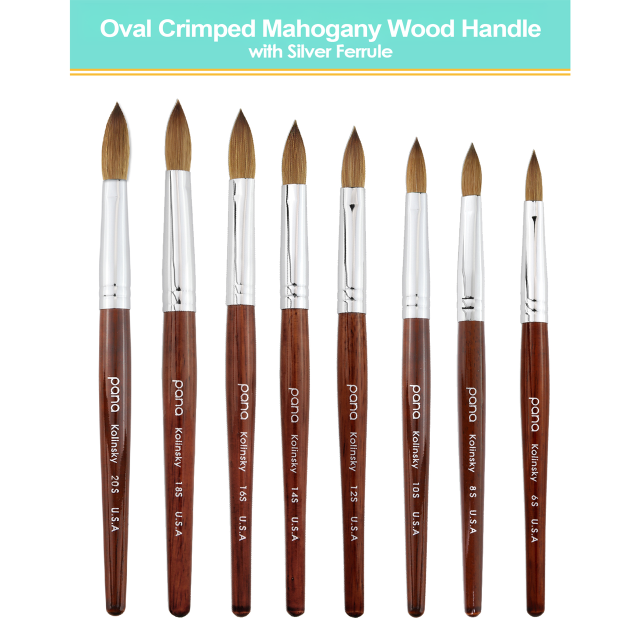 Oval Crimped Mahogany Wood Kolinsky Brush with Silver Ferrule