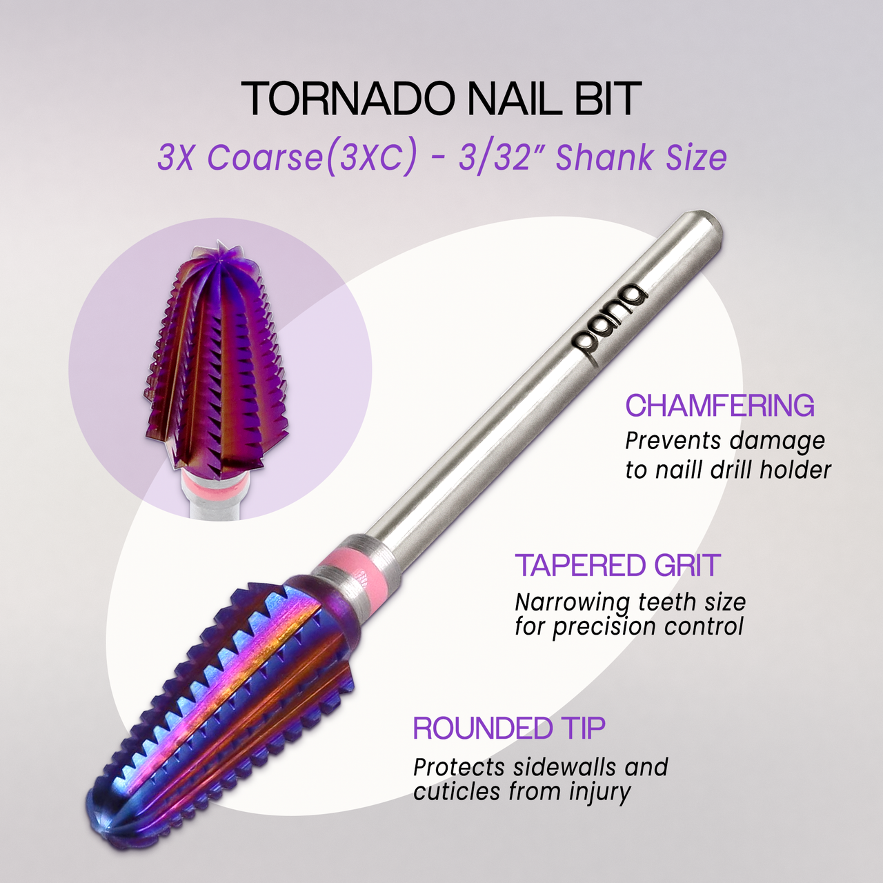 Tornado Nagelbohrer Konisch F – Für Nagelbohrmaschinen, Aus Wolframcarbid, 2,35 Mm Schaft