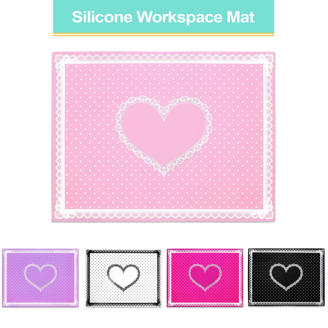 Silicone Workspace Mat (Heart Design) - Beauticom, Inc.