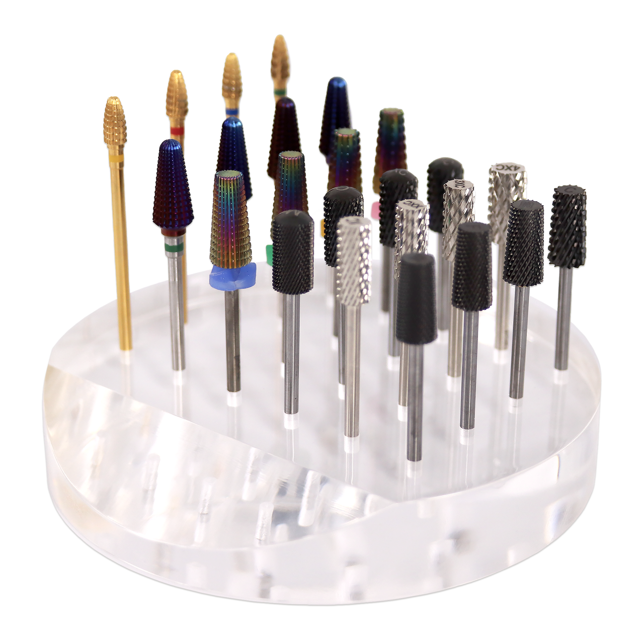 Clear Round 24 Hole Acrylic Nail Drill Bit Holder