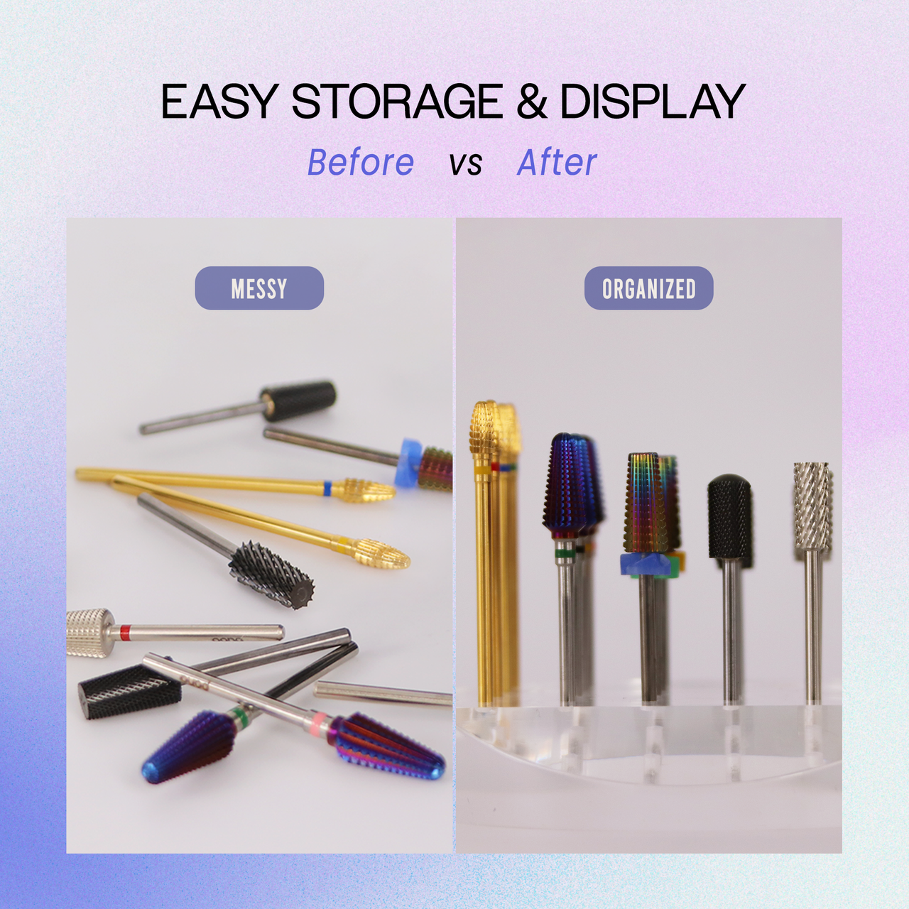 Clear Round 24 Hole Acrylic Nail Drill Bit Holder