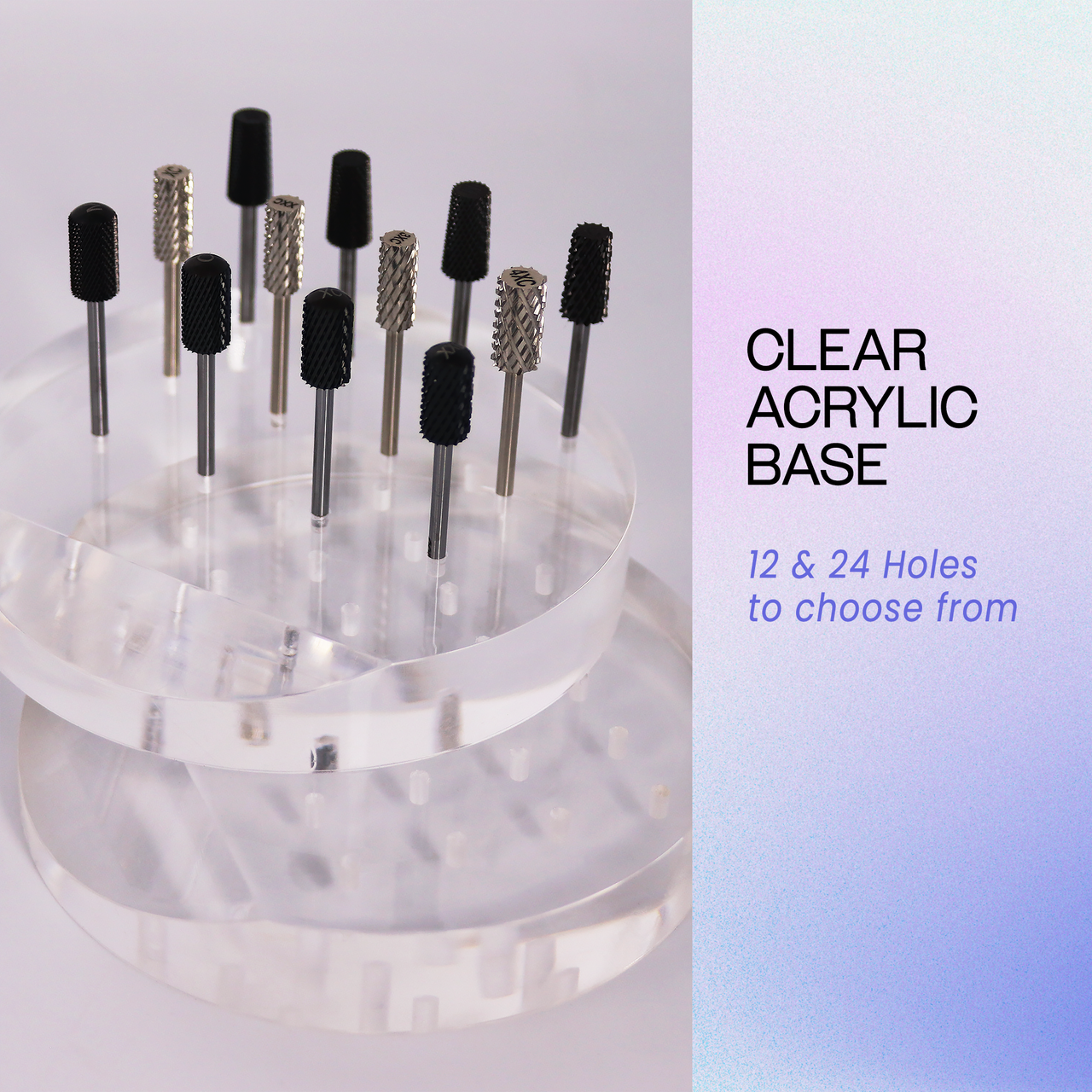 Clear Round 24 Hole Acrylic Nail Drill Bit Holder