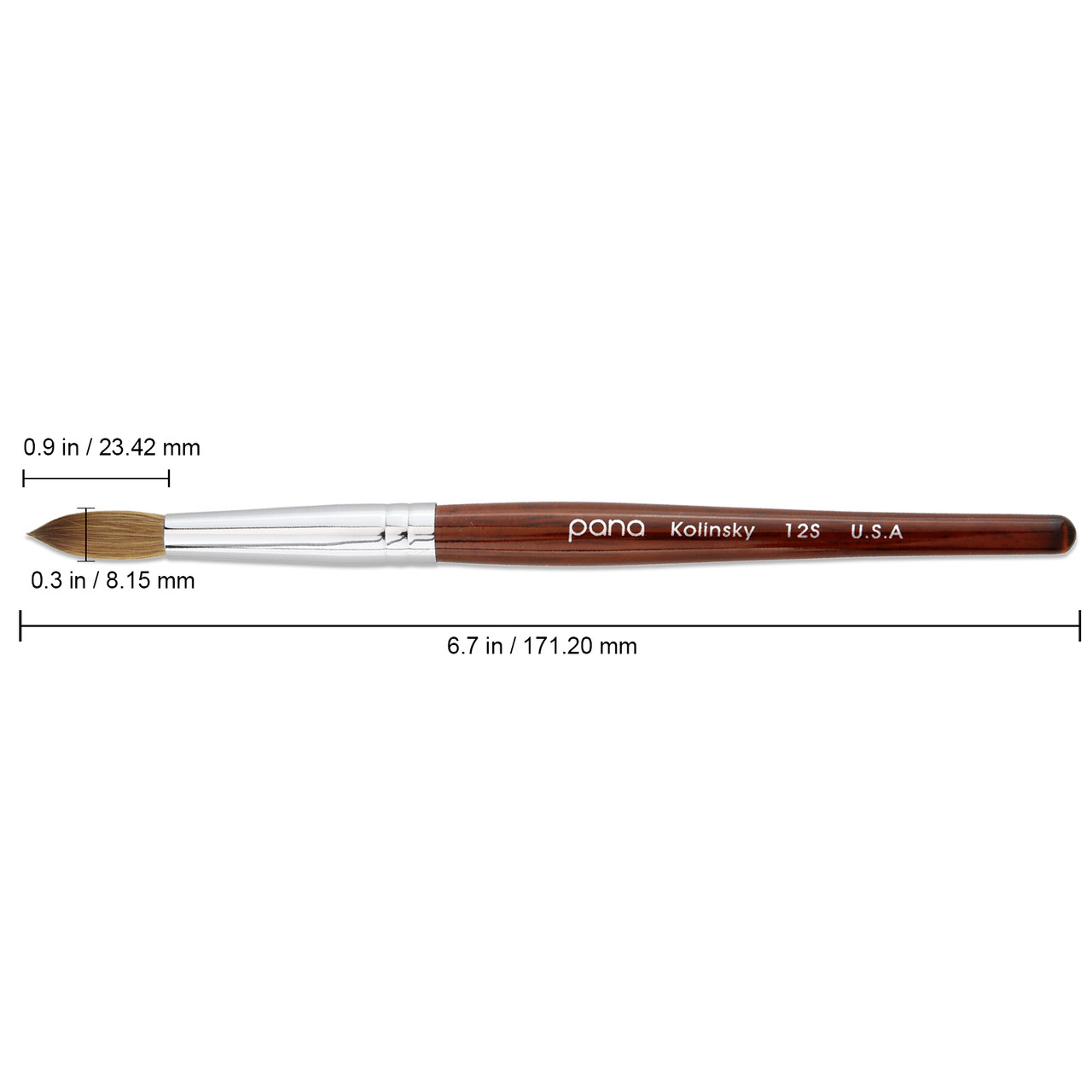 Round Mahogany Wood Kolinsky Brush with Silver Ferrule