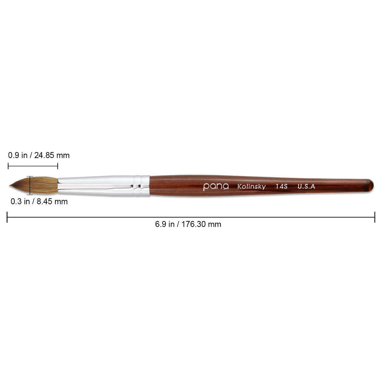 Round Mahogany Wood Kolinsky Brush with Silver Ferrule