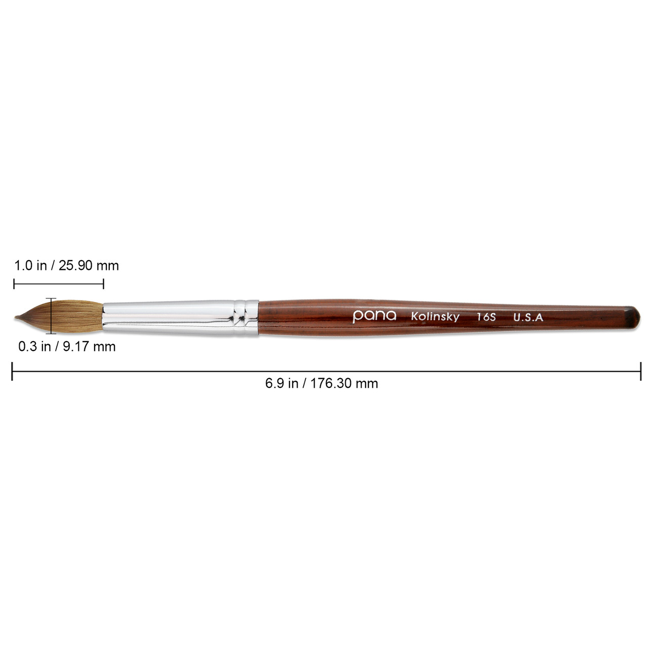 Round Mahogany Wood Kolinsky Brush with Silver Ferrule
