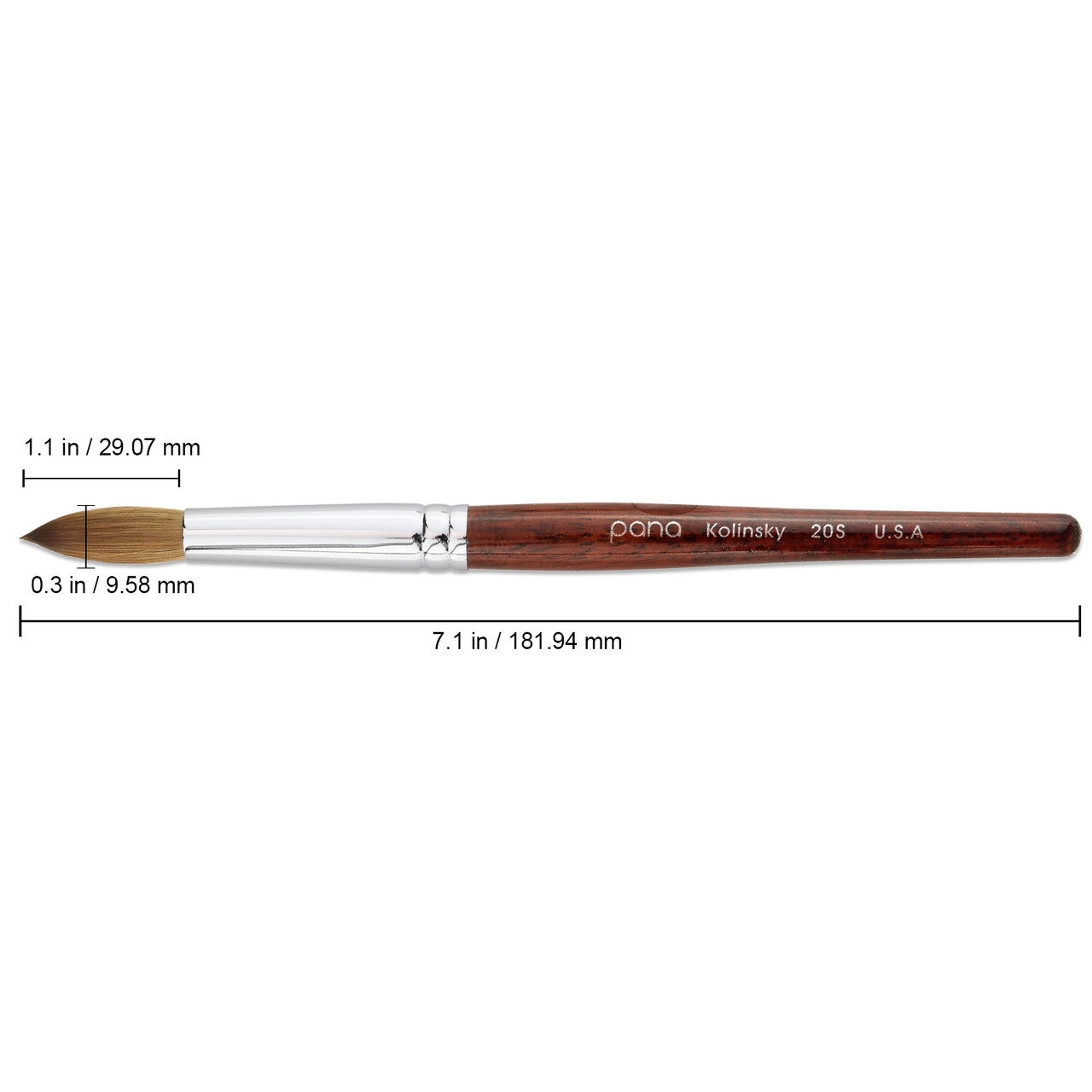 Round Mahogany Wood Kolinsky Brush with Silver Ferrule