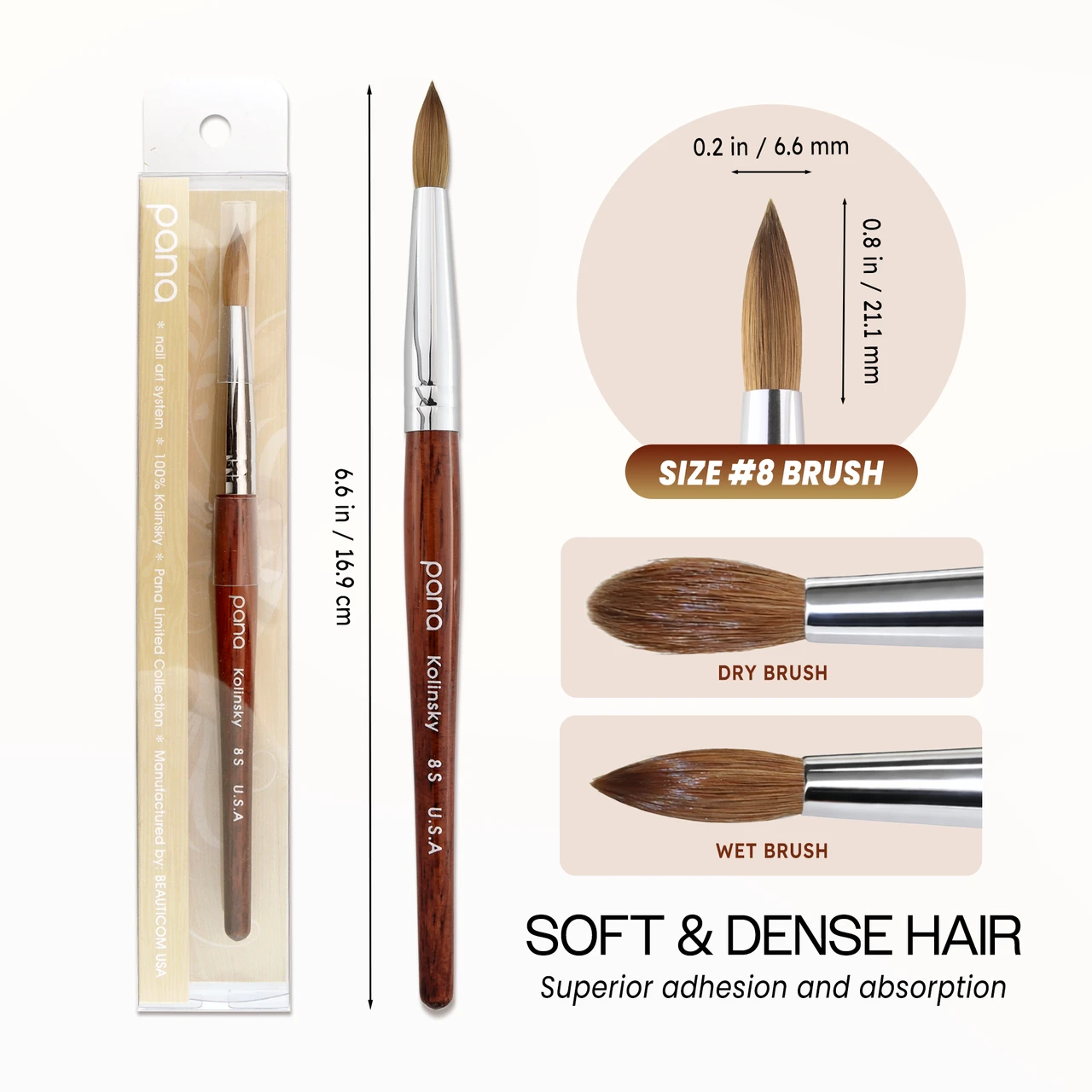 Round Mahogany Wood Kolinsky Brush with Silver Ferrule