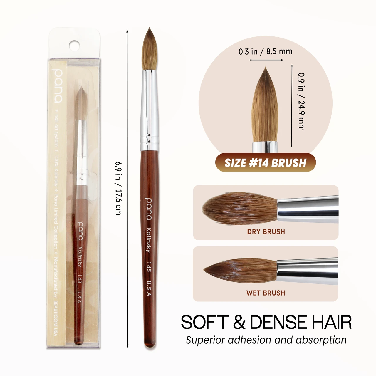 Round Mahogany Wood Kolinsky Brush with Silver Ferrule