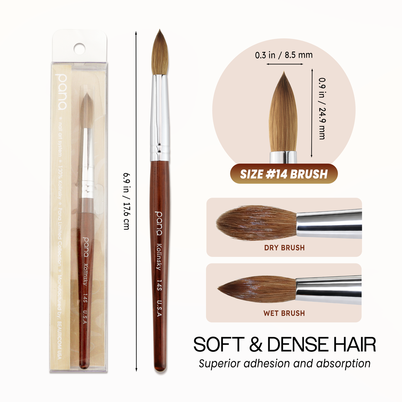 Round Mahogany Wood Kolinsky Brush with Silver Ferrule