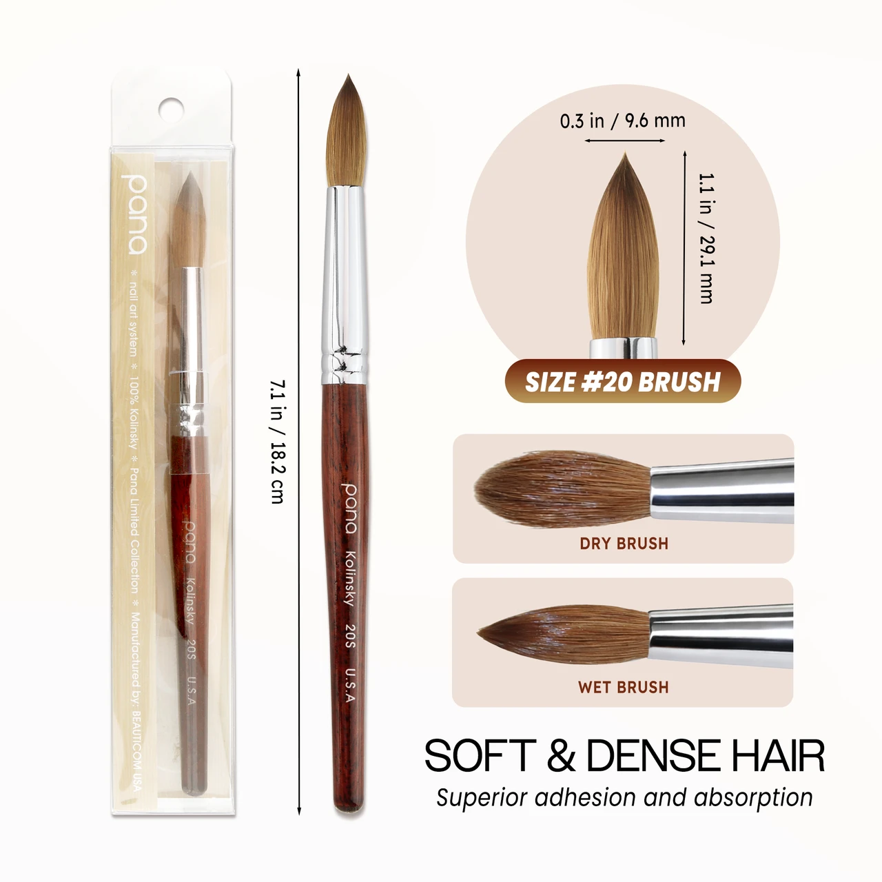 Round Mahogany Wood Kolinsky Brush with Silver Ferrule