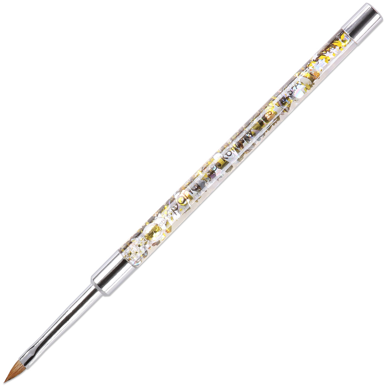 3D Sculpture Nail Art Brush with Glitter Gold Clear Acrylic Handle