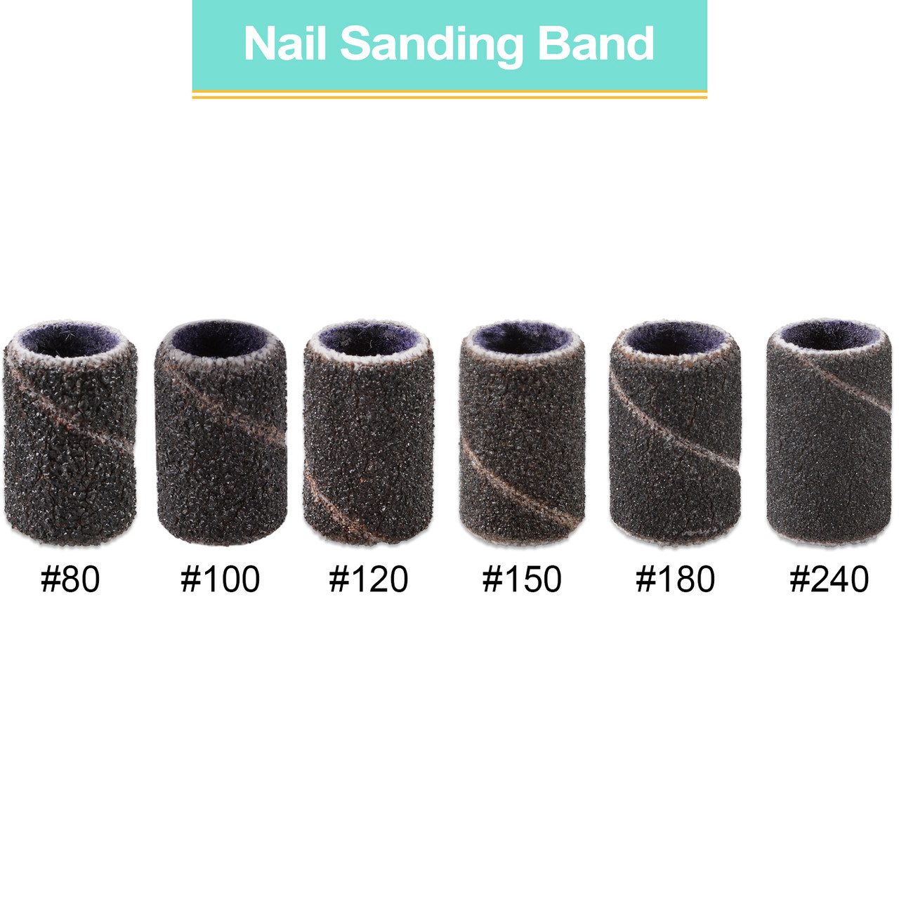  PANA 100 Pieces Black Nail Sanding Bands (Grit 80, 100, 120, 150, 180, 240)