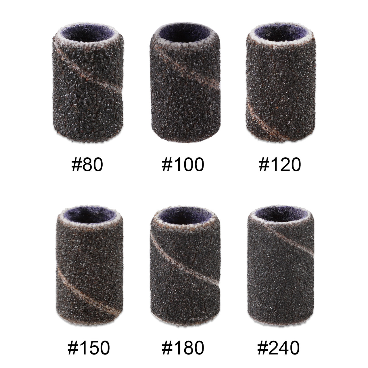  PANA 100 Pieces Black Nail Sanding Bands (Grit 80, 100, 120, 150, 180, 240)