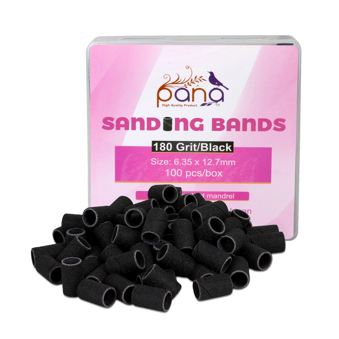 PANA 100 Pieces Black Nail Sanding Bands (Grit 80, 100, 120, 150, 180, 240)