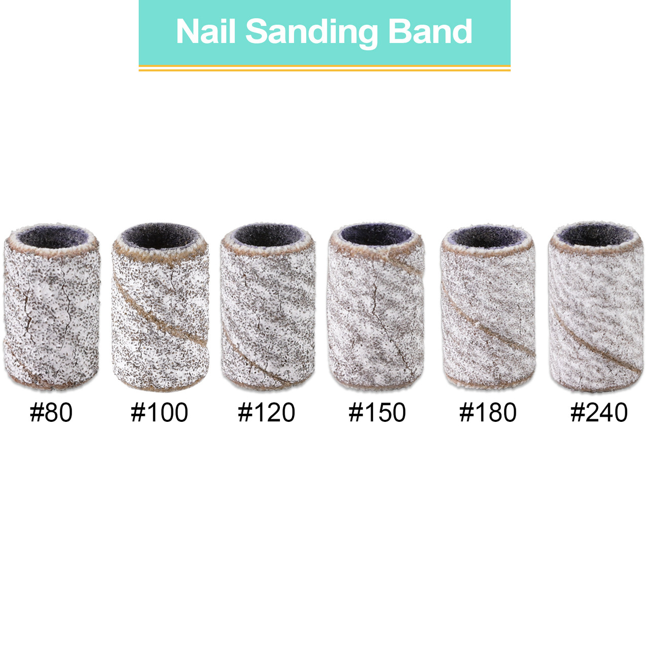 PANA 100 Pieces Zebra Nail Sanding Bands (Grit 80, 100, 120, 150, 180, 240)