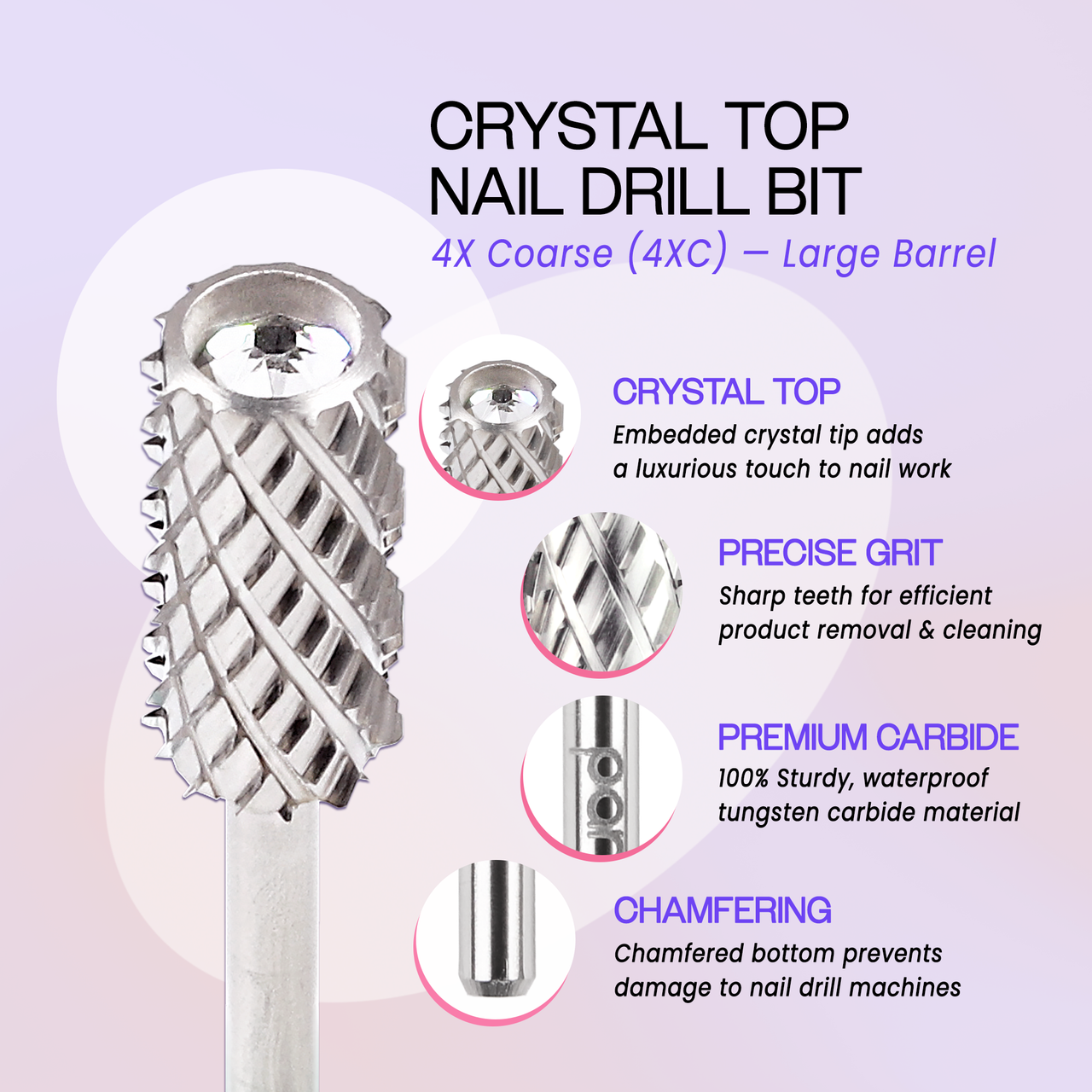 3/32" Crystal Top Large Barrel Silver Carbide Bit  (XF - 4XC)