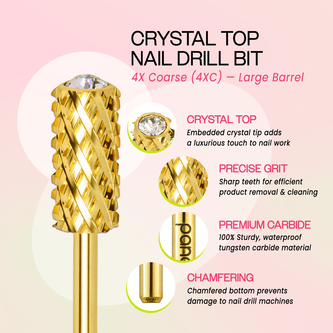 3/32" Crystal Top Large Barrel Gold Carbide Bit  (XF - 4XC)