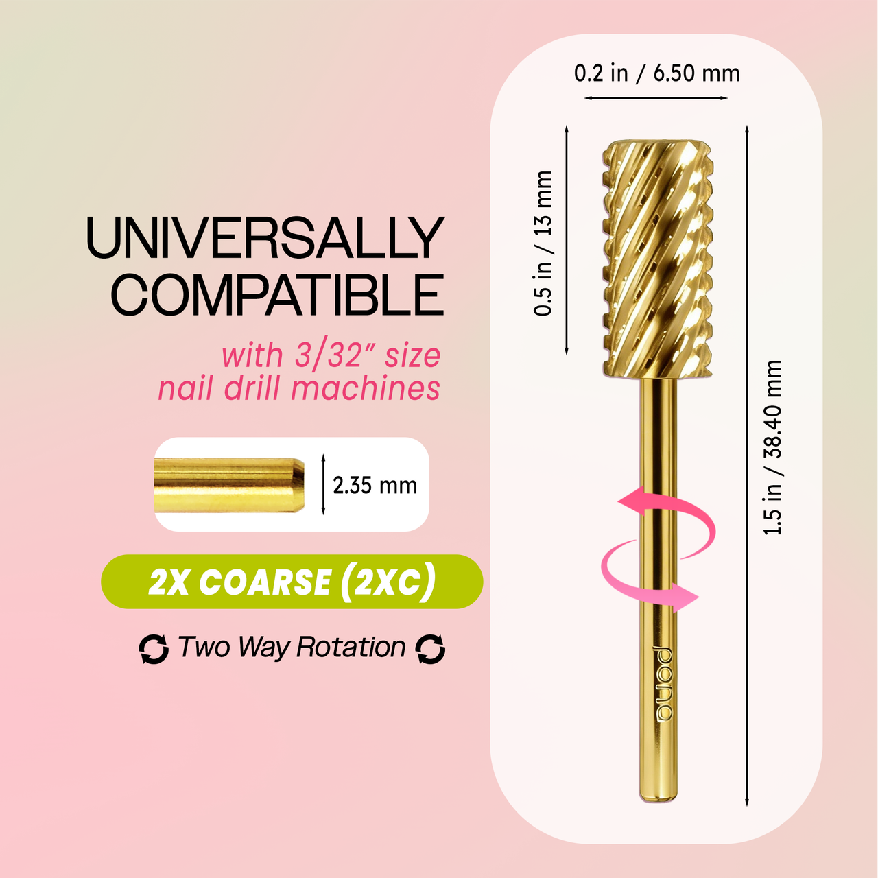 3/32" Crystal Top Large Barrel Gold Carbide Bit  (XF - 4XC)