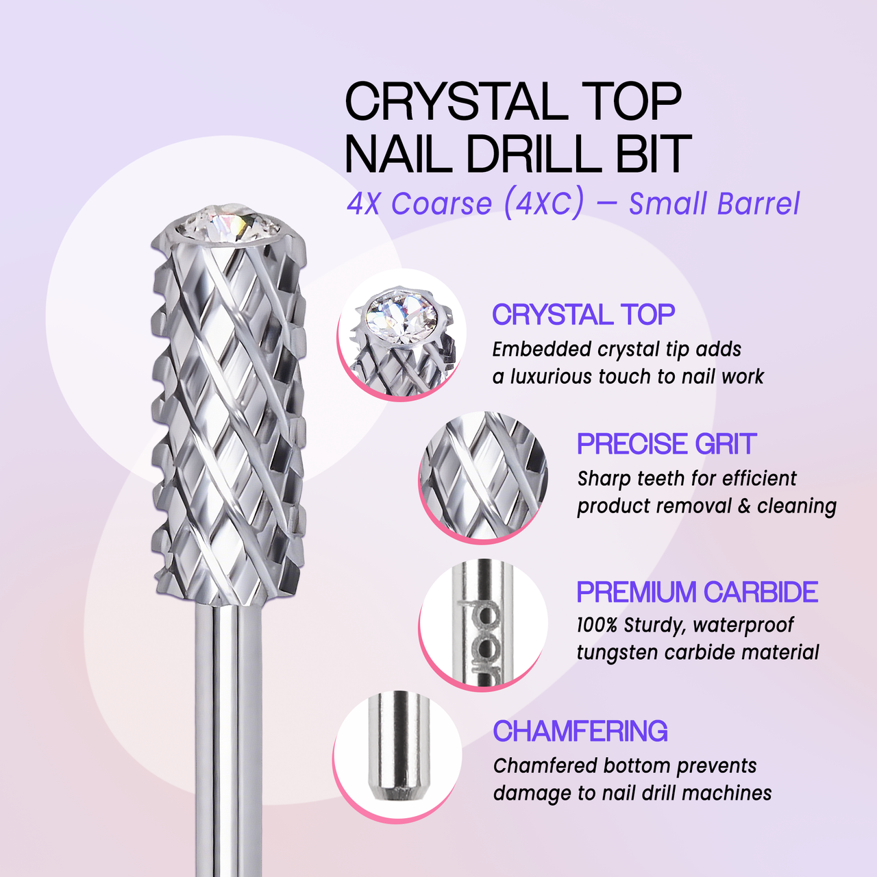 3/32" Crystal Top Small Barrel Silver Carbide Bit  (XF - 4XC)