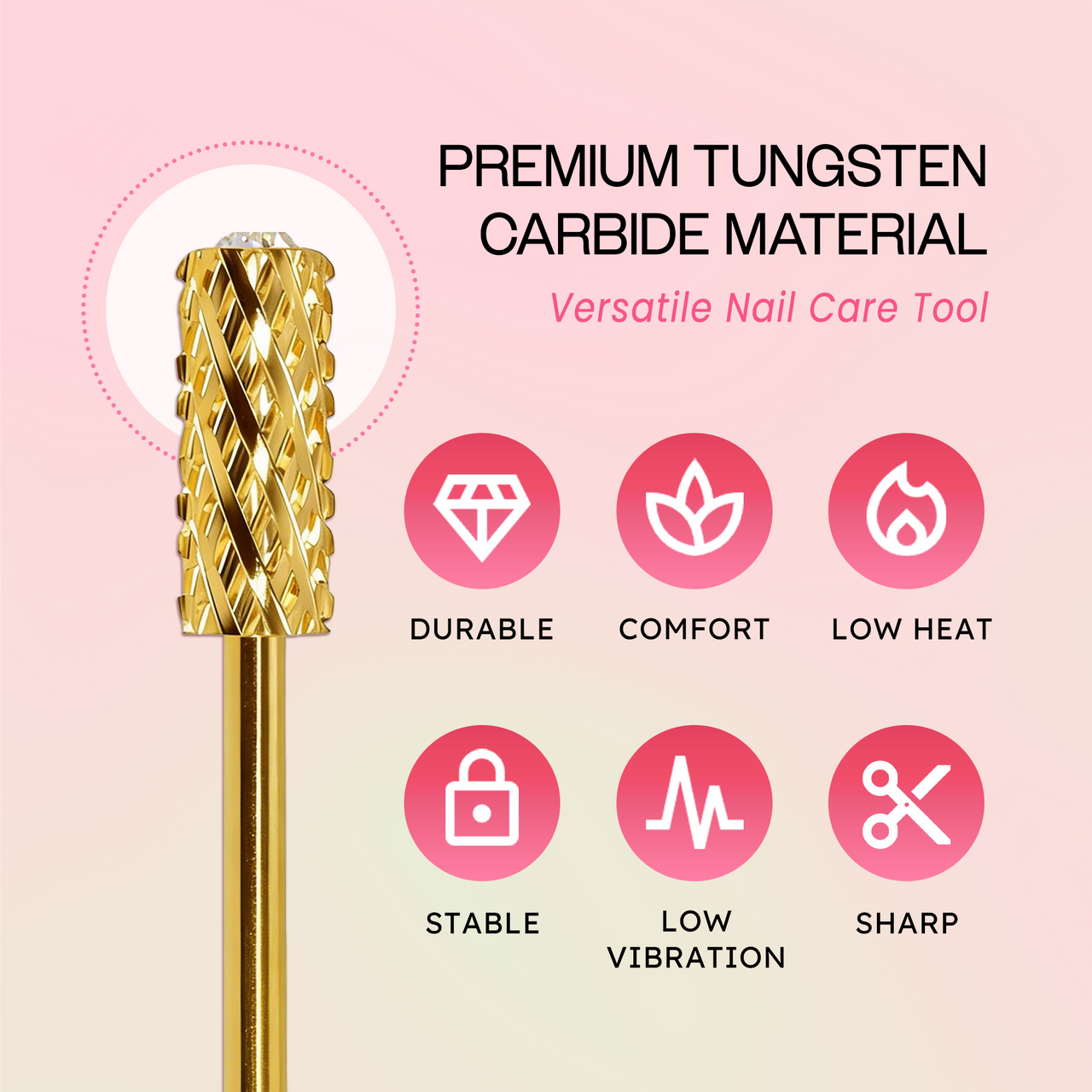 3/32" Crystal Top Small Barrel Gold Carbide Bit  (XF - 4XC)