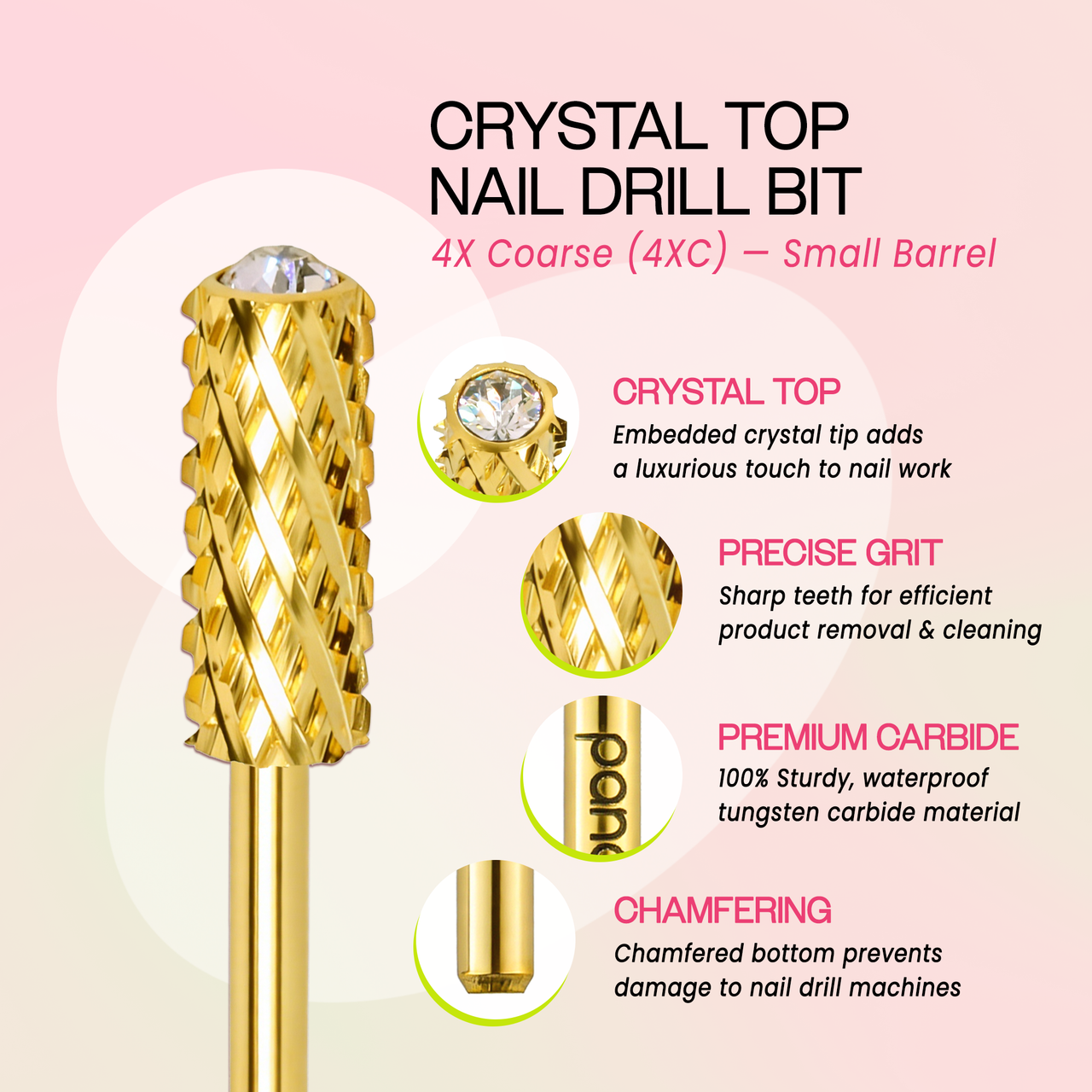 3/32" Crystal Top Small Barrel Gold Carbide Bit  (XF - 4XC)