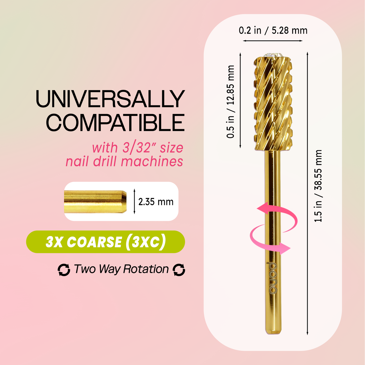 3/32" Crystal Top Small Barrel Gold Carbide Bit  (XF - 4XC)