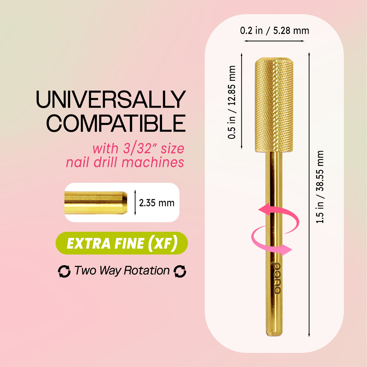3/32" Crystal Top Small Barrel Gold Carbide Bit  (XF - 4XC)