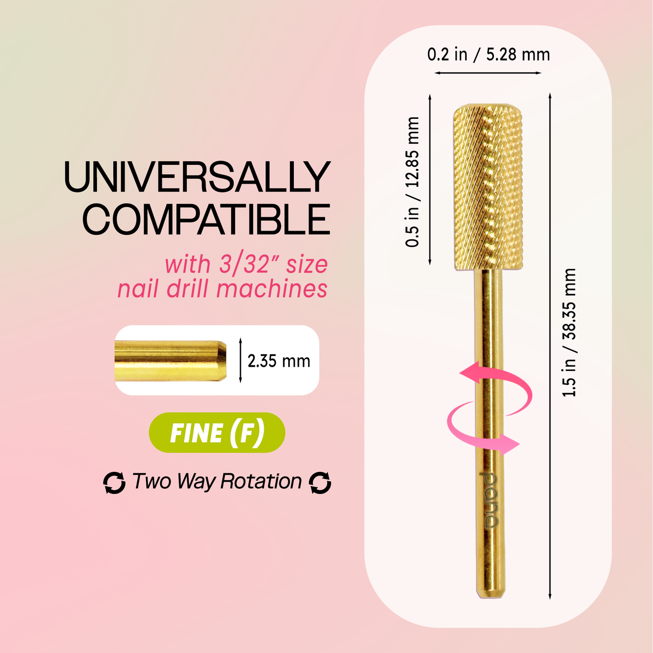 3/32" Crystal Top Small Barrel Gold Carbide Bit  (XF - 4XC)
