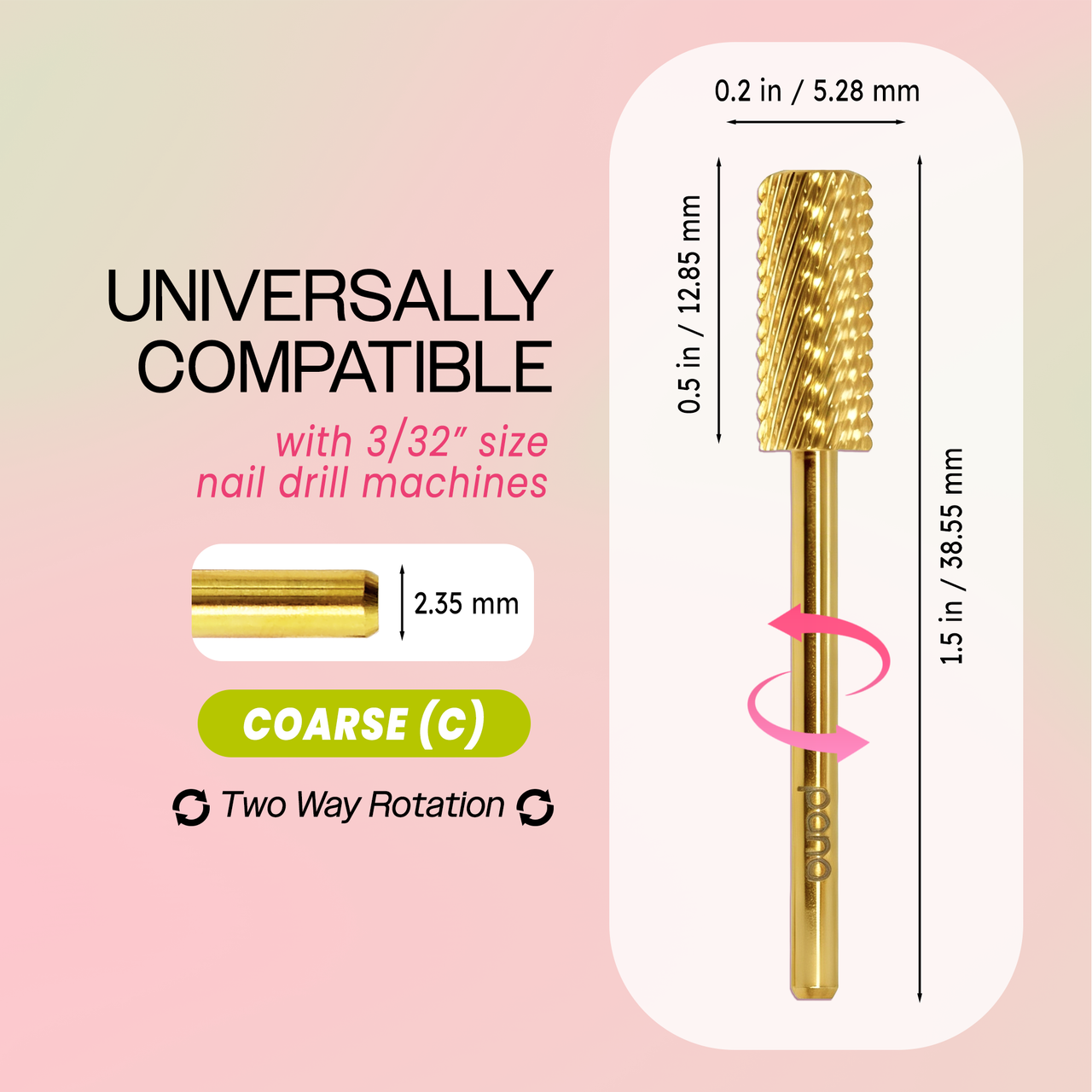 3/32" Crystal Top Small Barrel Gold Carbide Bit  (XF - 4XC)