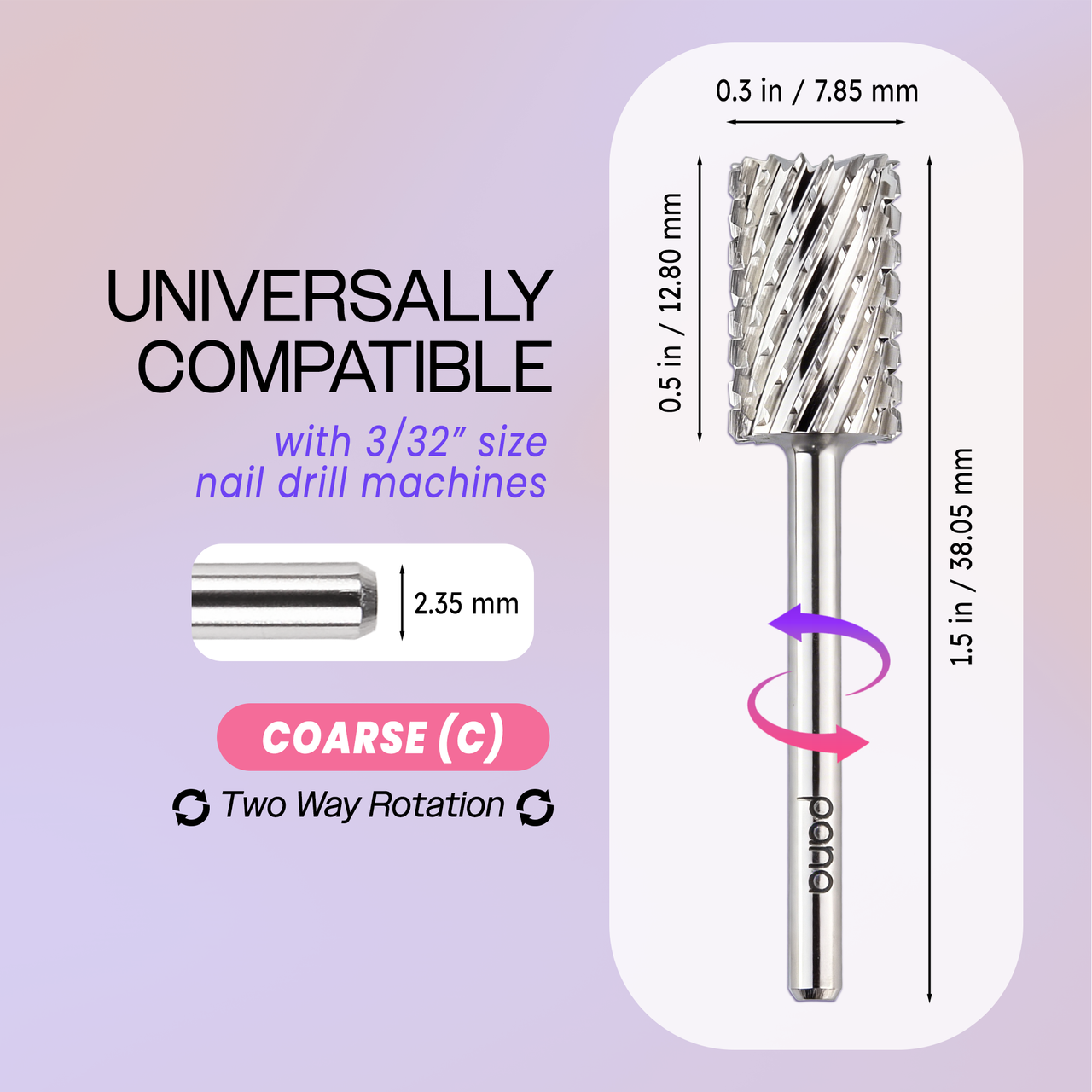 3/32” Pink & White Large Barrel Silver Carbide Bit (F- C)