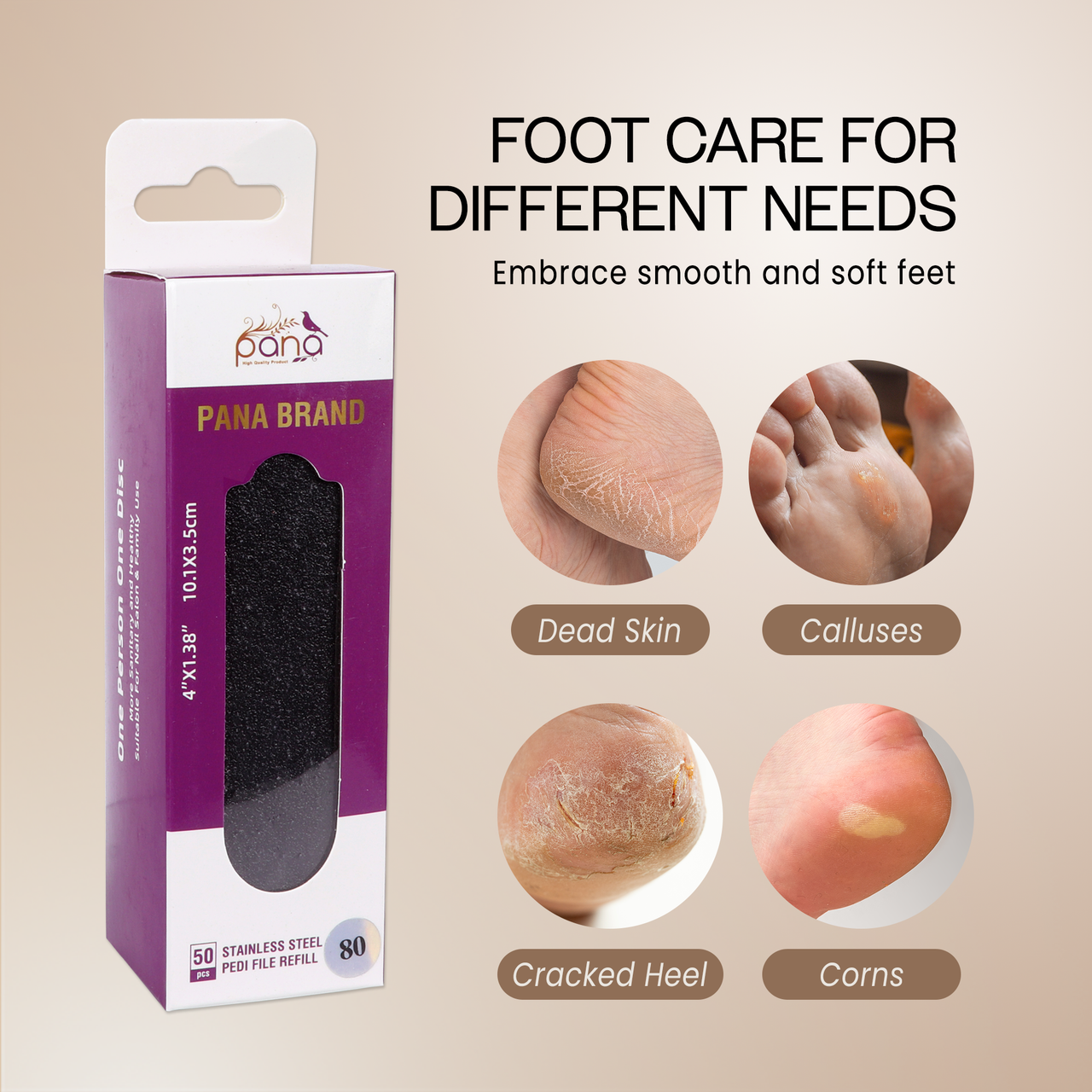 Small Pedicure Foot File Refill Pads - 50pcs/Box (Grits: 80, 100, 120, 150, 180)