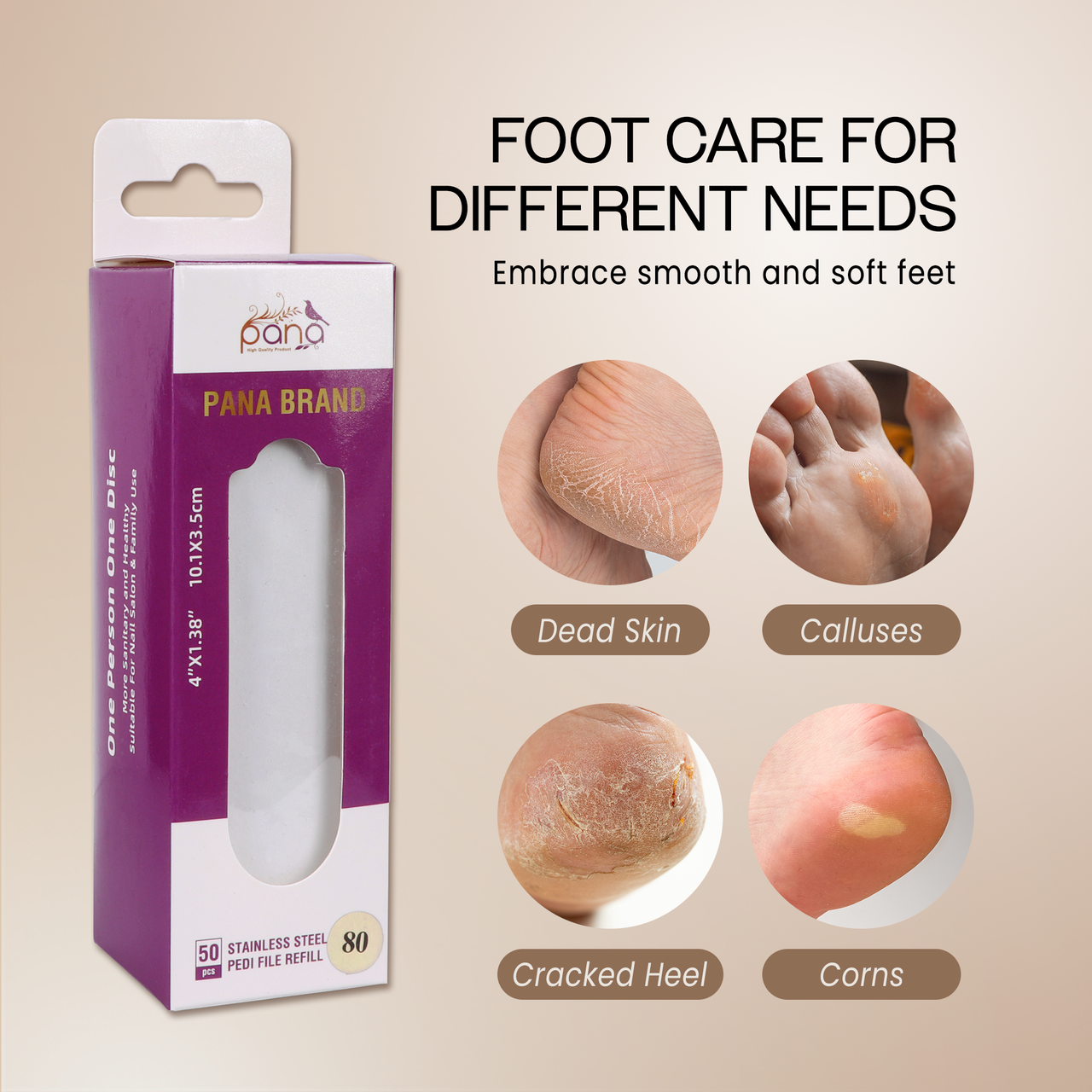 Small Pedicure Foot File Refill Pads - 50pcs/Box (Grits: 80, 100, 120, 150, 180)