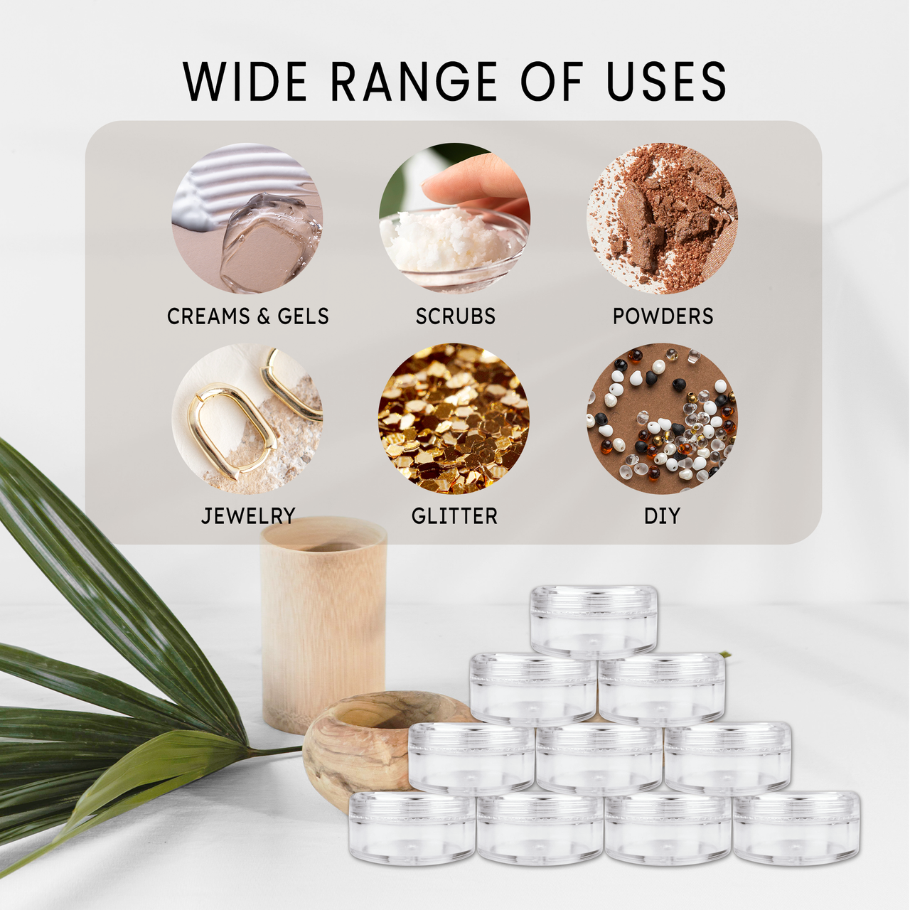 5G/5ML (0.18 oz) Plastic Clear Cosmetic Sample Jars (Round Top)