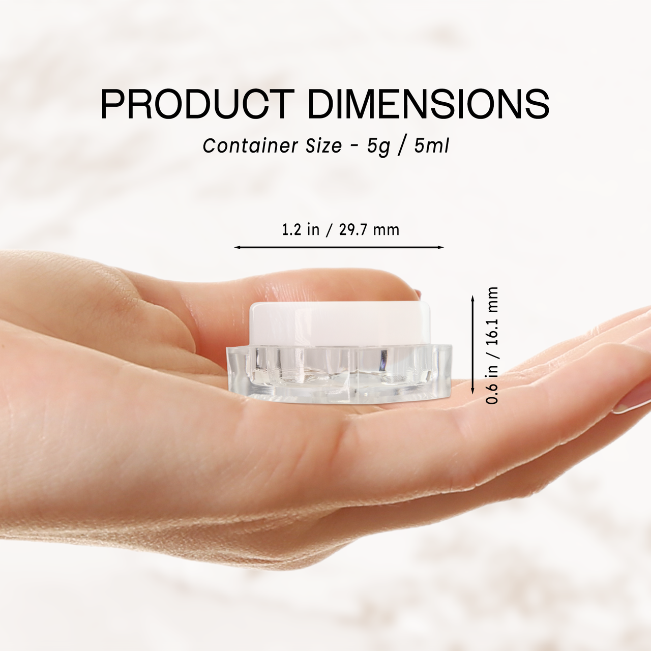5G/5ML (0.18 oz) Plastic Clear Cosmetic Sample Jars (Square)